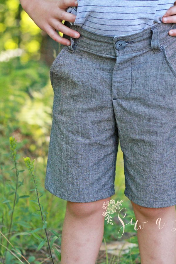 IMG_3244 The Linden Shorts & Skirt Pattern is loaded with options perfect for both boys and girls.There are two short lengths; long is designed to hit at the knee, while the short version hits just above mid thigh. The pattern also comes with a skirt option that hits just above the knee. All versions come with multiple hem finishes, three front pocket and four back pocket options, an optional back yoke, and three waistband choices. You can create so many different looks with just one pattern!