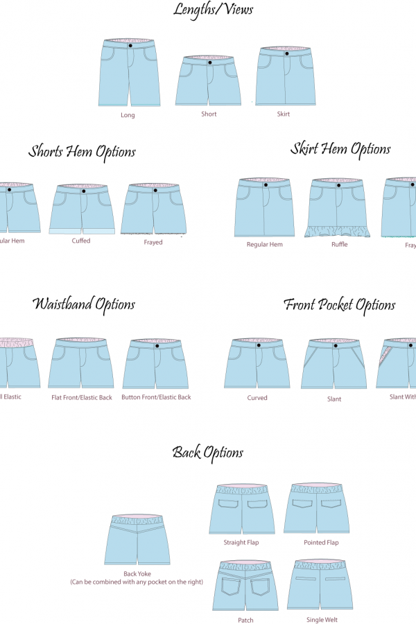 Line Drawings A4 paper Linden Shorts & Skirt PDF Pattern