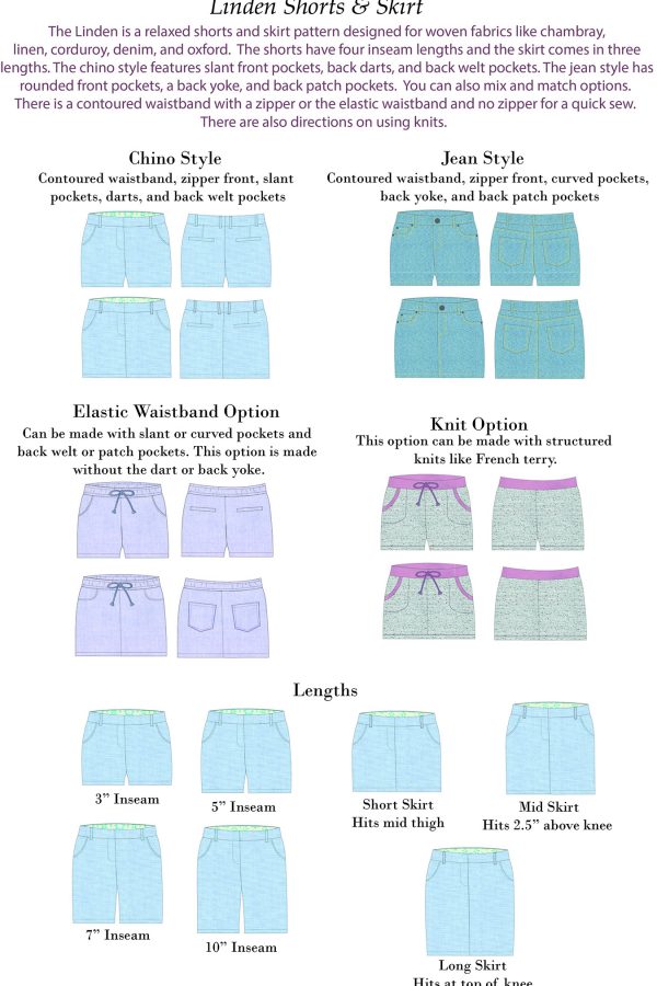 Women's Linden Shorts & Skirt PDF Pattern - Sew a Little Seam