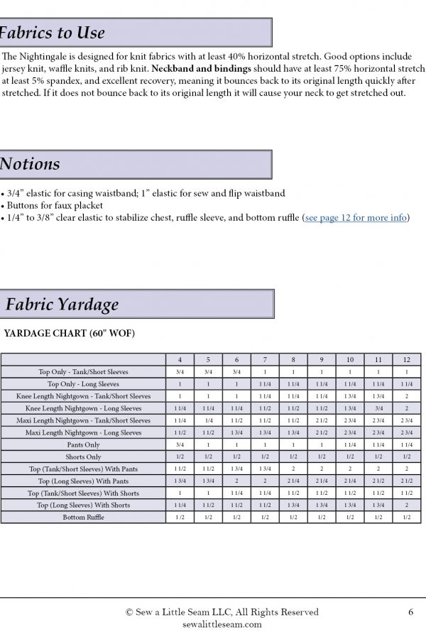 Nightingale Yardage PLUS Nightingale Yardage PLUS