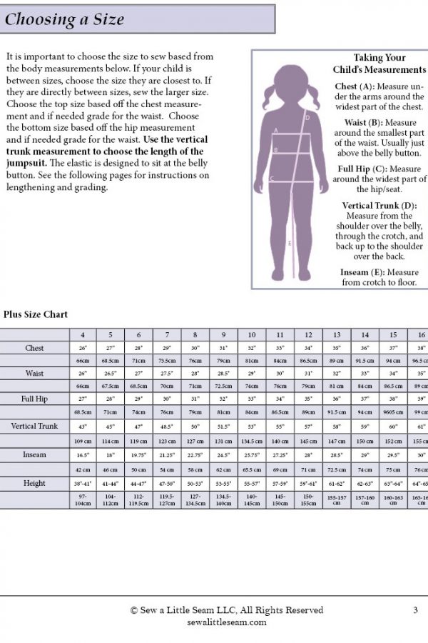 Gemma PLUS size chart Gemma PLUS size chart