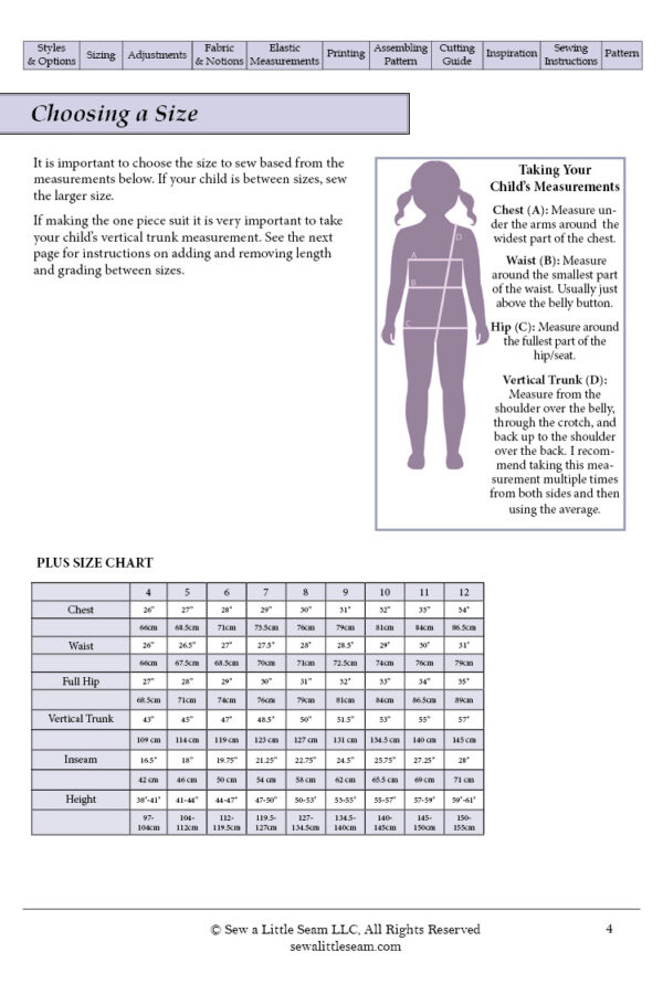 Olive Swim Size chart PLUS Olive Swim Size chart PLUS